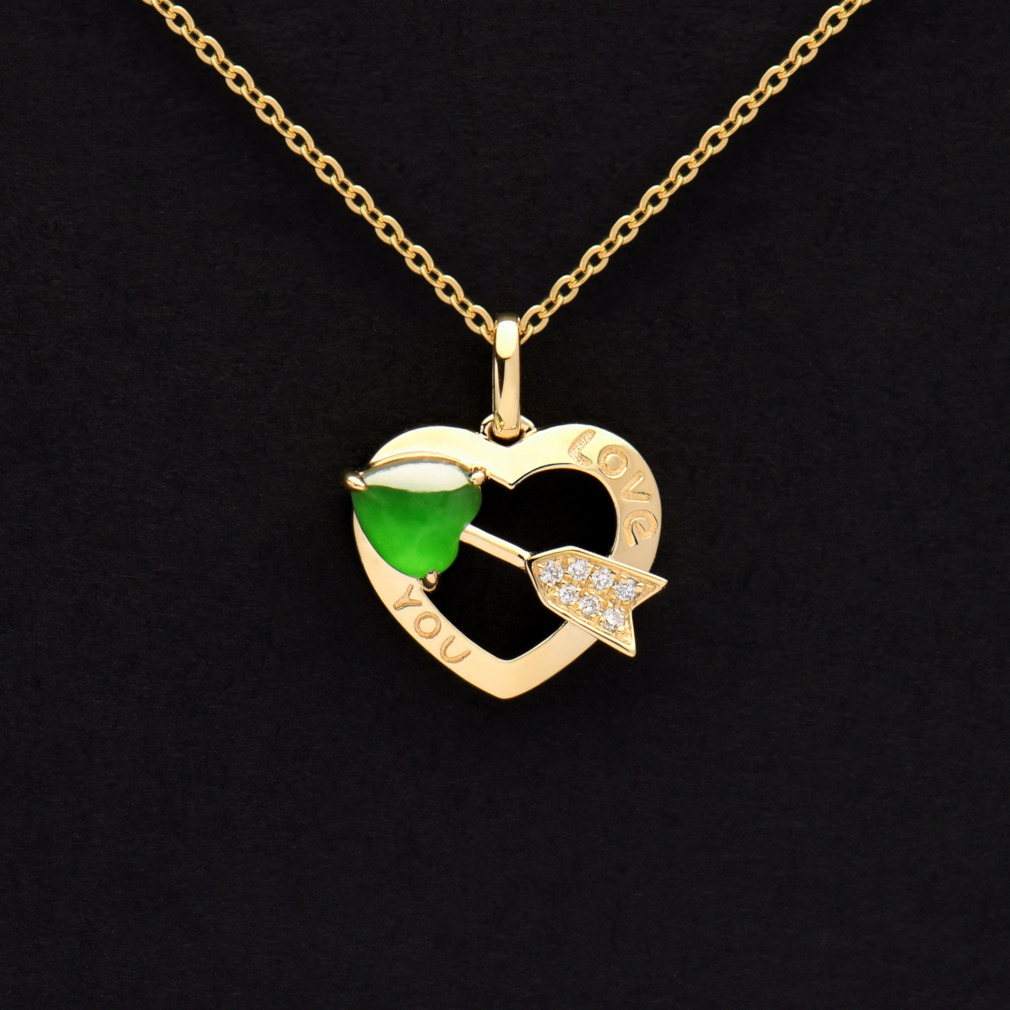 High-End Quality 18K Yellow Gold Diamond Pendant Charms Fashion Trends with Nice Green Color Icy Jadeite Fine Pendants & Charms