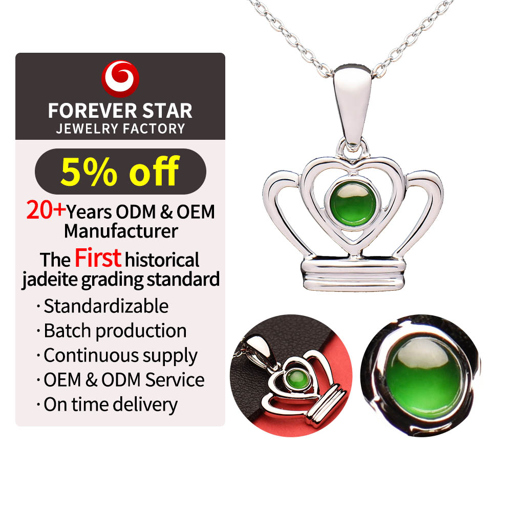 OEM High-Level Quality Pure Green Icy Jadeite Pendant Charms Fine 18K Gold and Natural Jadeite Jewelry