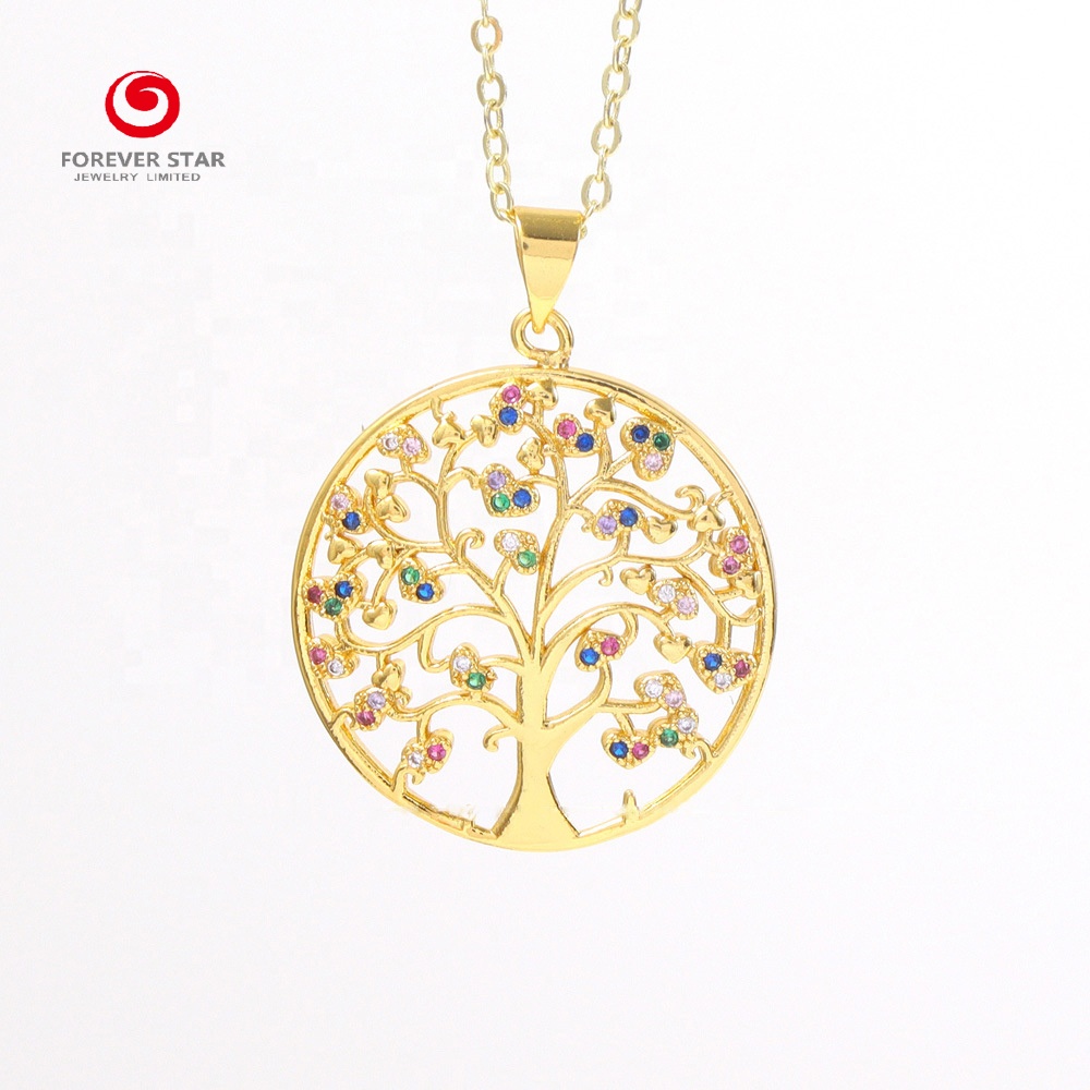 Fashion Jewelry Hot Sale 925 Silver Womens Jewelry Life Tree Gold Pendant Necklace
