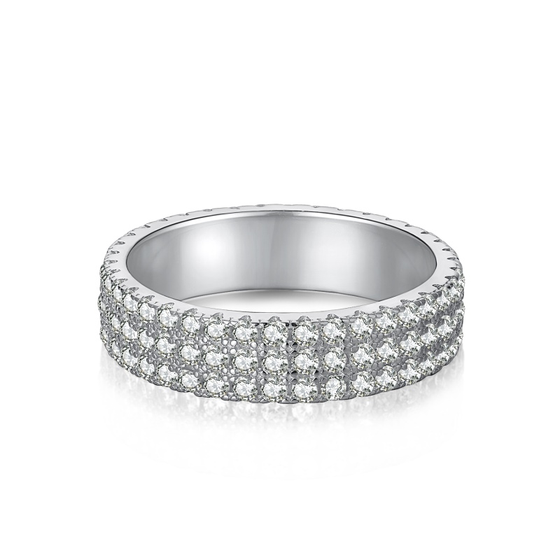 S925 Sterling Silver Full Diamond Row Zirconium Multi-layer Ring Cross Border Round Zircon Moissanite Fashion All-match Ring