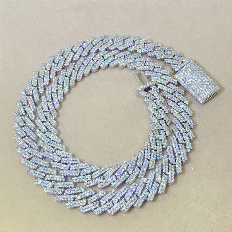 Wholesale Factory Price 925 Silver Cuban Link Necklace and Bracelet Moissanite Jewellery Passes Diamond Tester