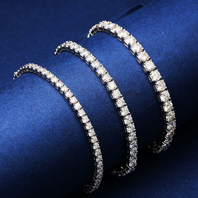 Wholesale Factory Price Iced 3mm 4mm 5mm VVS 925 Sterling Silver Moissanite Tennis Chain Bracelet High Moissanite Bangles"