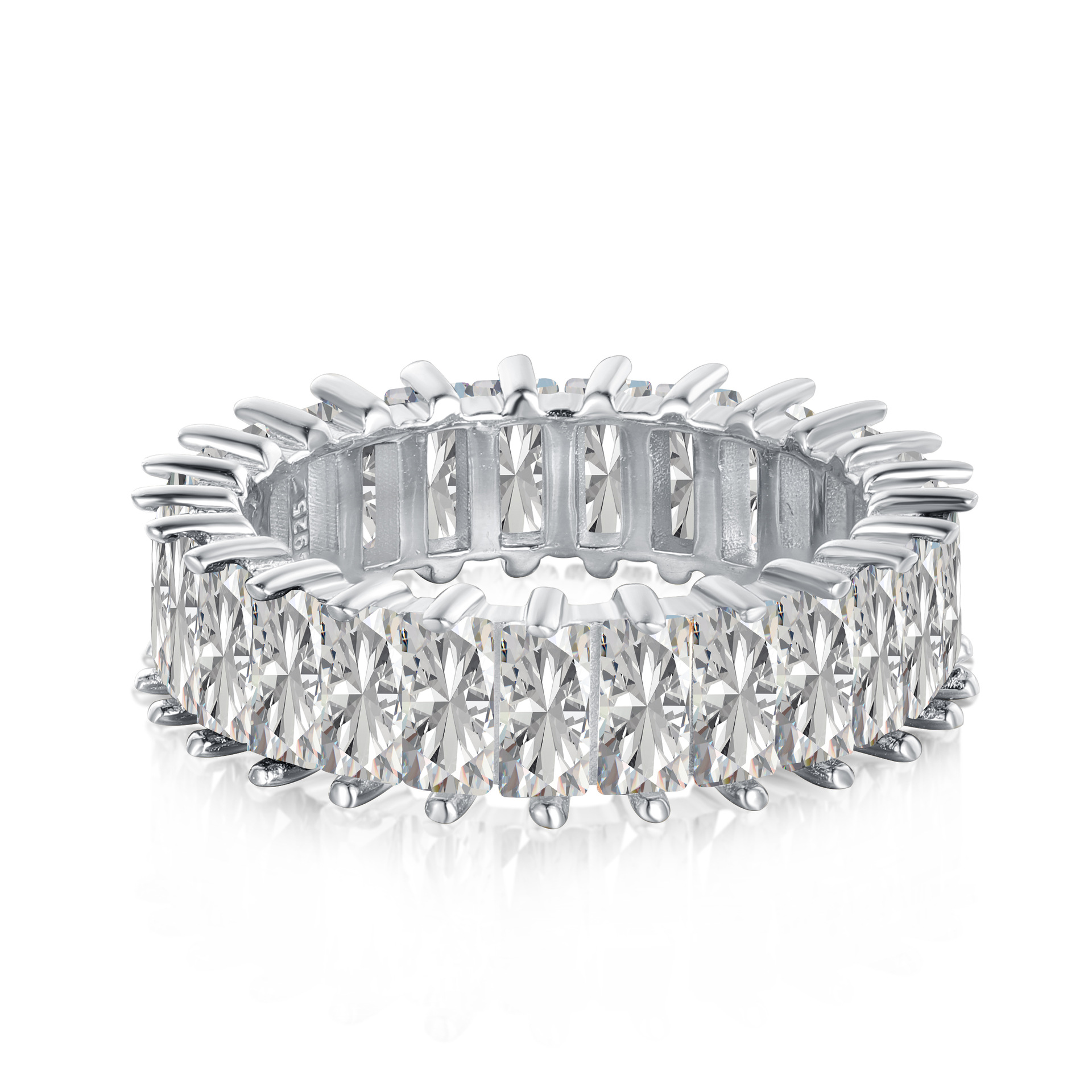S925 Sterling Silver Gold Plated Classic Women's Wedding & Anniversary Party Ring Set with Zircon Stones and Prong Setting
