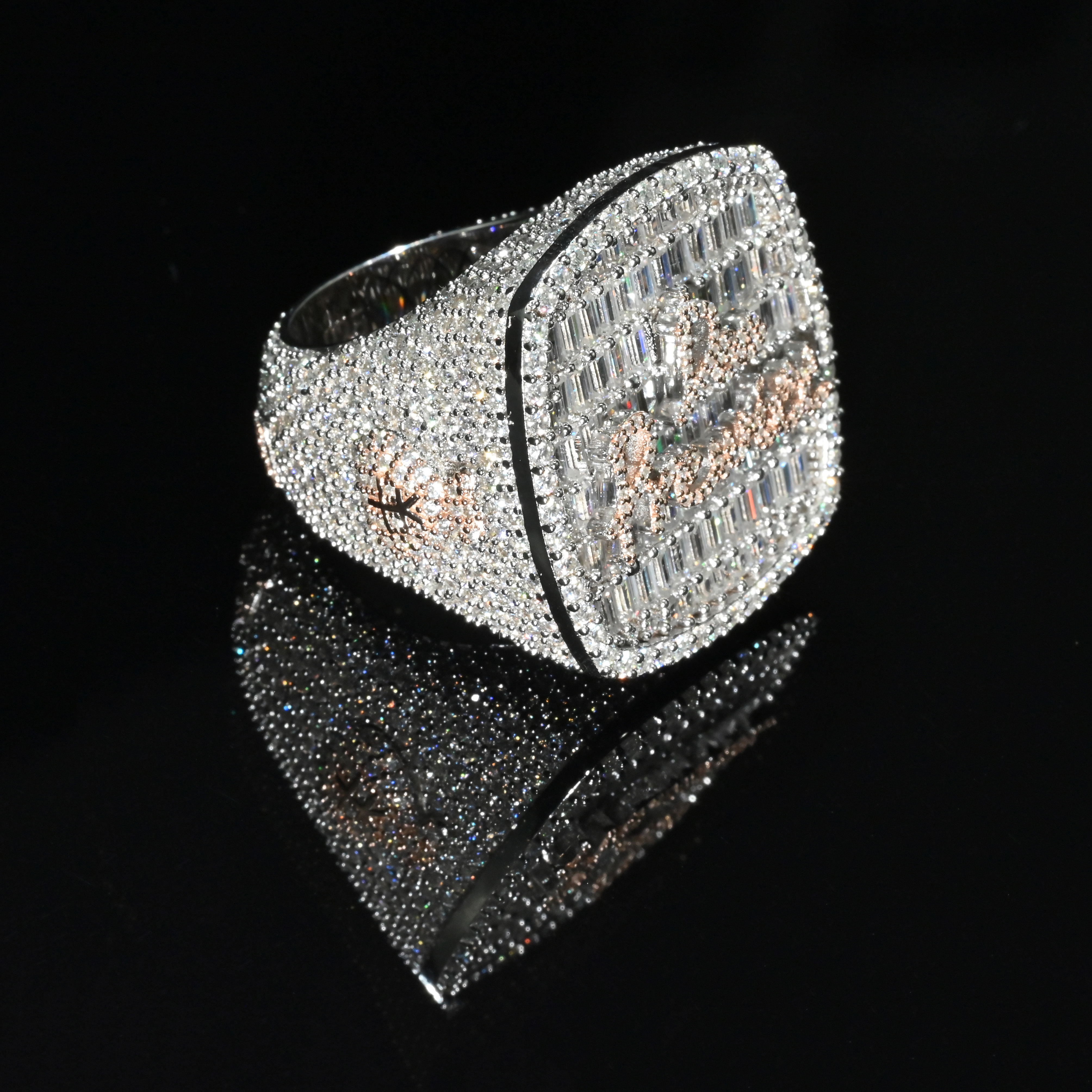 Wholesale VVS Mosan Diamond Hip Hop Ring 925 Sterling Silver 14k/18k/10k Gold Plated Invisible Setting Customizable Party
