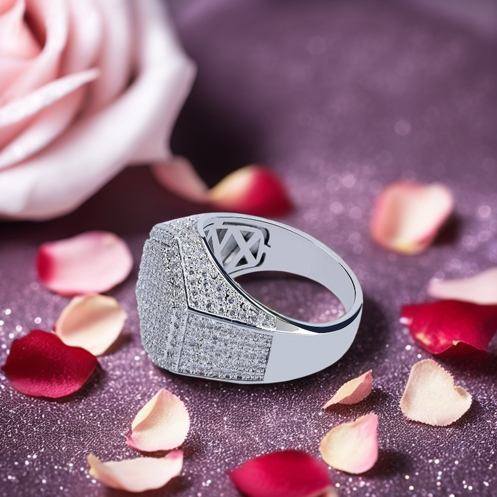 Wholesale Custom Miniature Men's Diamond Ring Hip Hop Style Silver & Gold Plated Square Design for Wedding