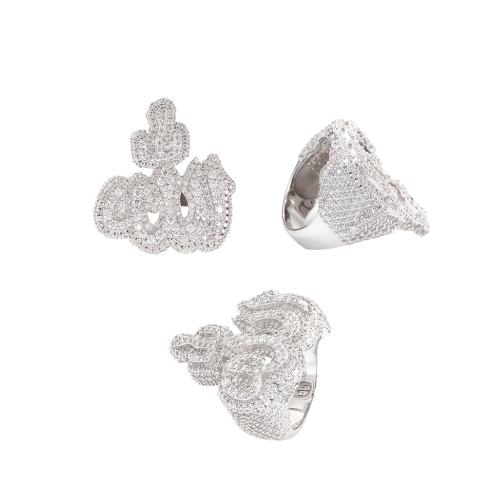 Men's High Jewelry 925 Silver Moissanite Double Series Fire Symbol Ring Cross Border Design