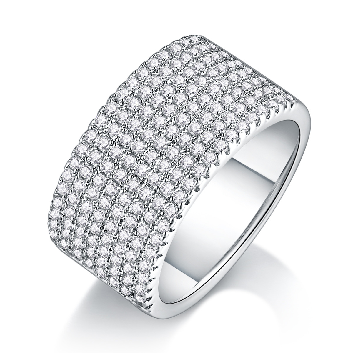 S925 Silver Moissanite Inlaid Closed Ring New Luxury Female Fashion Live Selling Wholesale
