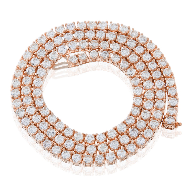 Custom 18\"-24\" Tennis Chain Necklace for Men Classic White Gold Moissanite with Cuban Link for Engagement Wedding or Party