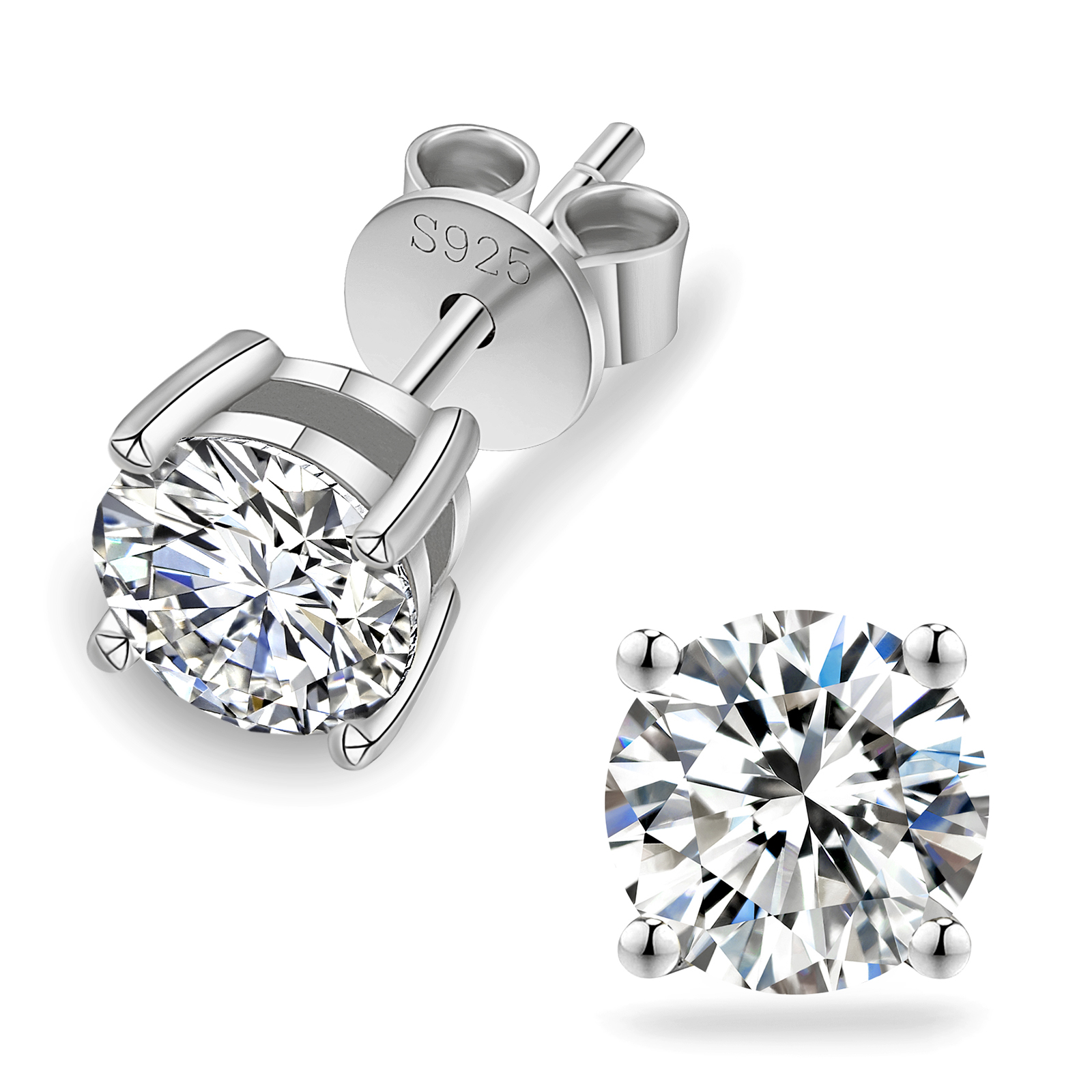 VVS1 0.6ct-1.0ct 925 Sterling Silver Moissanite Wedding Stud Earrings for Men Bride Wedding Wholesale Diamond Men Earring