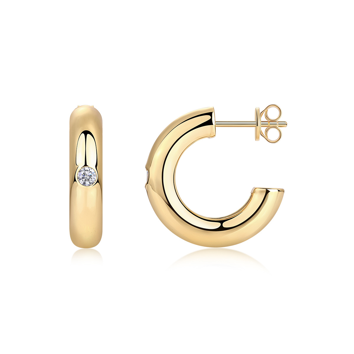 18K Gold Plated Simple and Popular Hoop Earrings Jewelry Moissanite Hoop Earrings