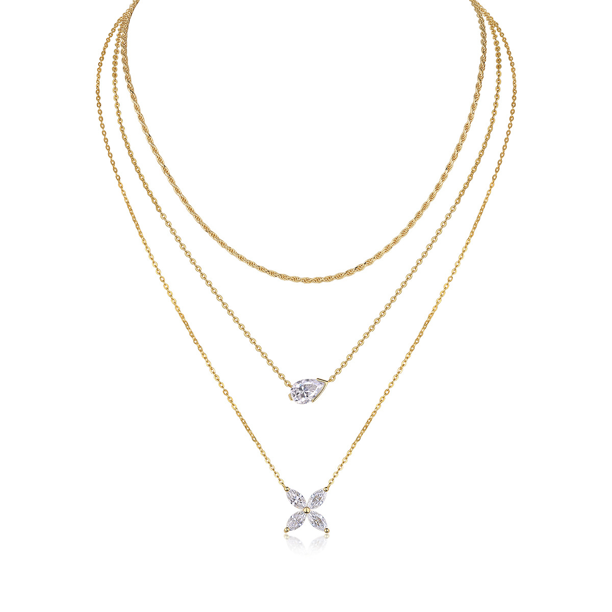 Women's S925 Sterling Silver Moissanite Pendant Necklace 18k Gold Plated Butterfly for Gift Yellow Gold Chains