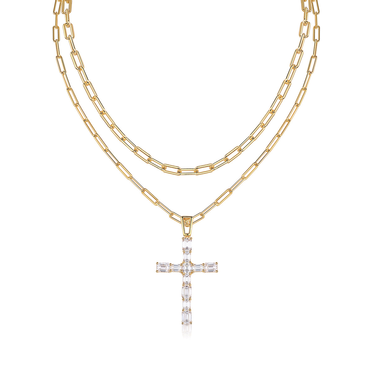 Elegant S925 Sterling Silver Cross Pendant Necklace 18K Gold Plated Timeless Christian Jewelry for Women Perfect Gift