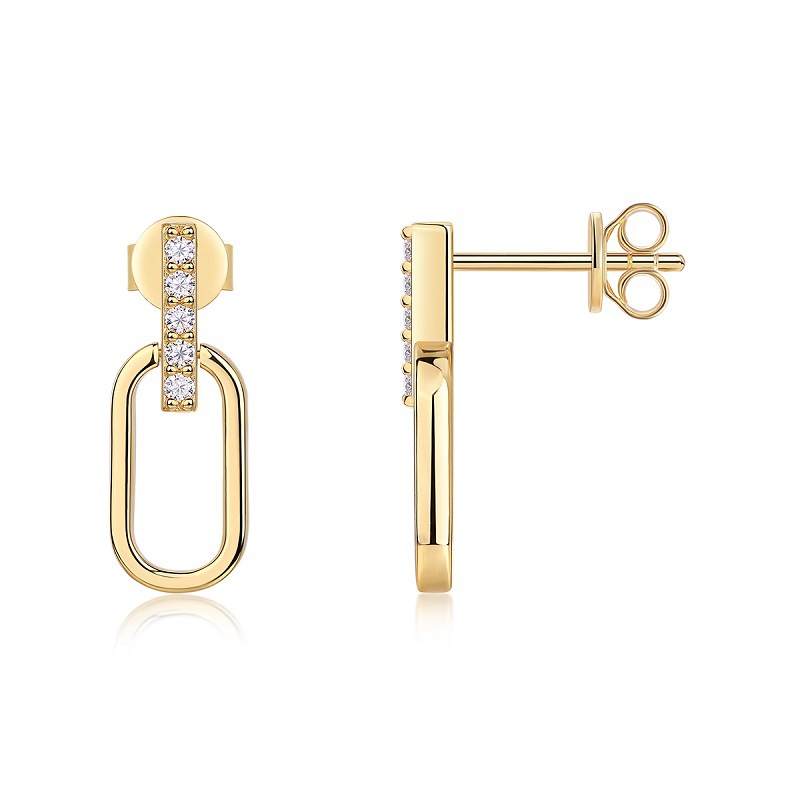 French Style 925 Sterling Silver Moissanite Earrings Elegant Gold U Design 18K Gold Plated 18k Gold Supplier