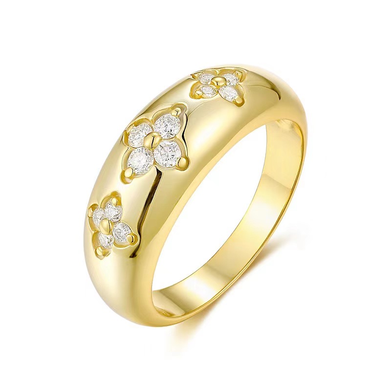 High Quality 925 Sterling Silver Women's Moissanite Ring 18K Gold Plated for Wedding Engagement or Party