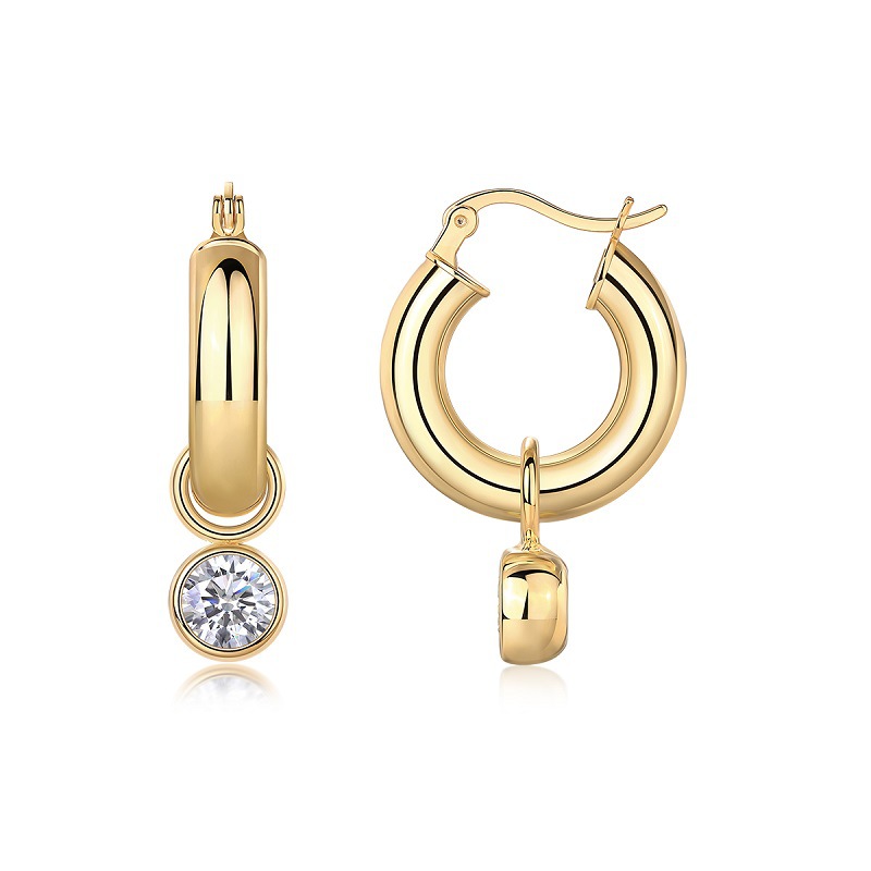 Classic Hoop Earrings 925 Silver & Gold Plated Moissanite 18K Gold Supplier Jewelry