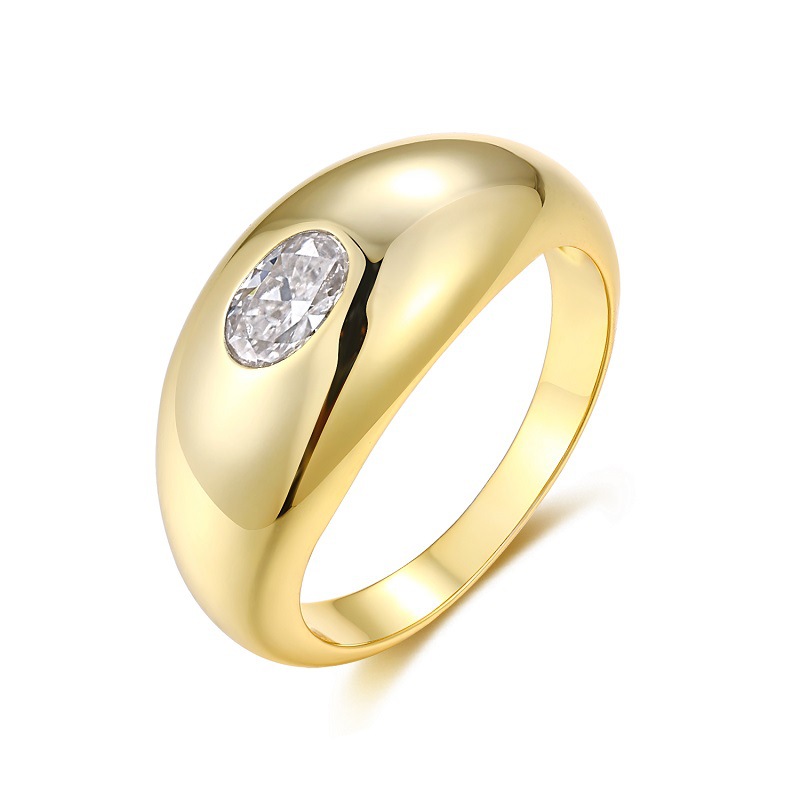 Wholesale 925 Sterling Silver Women's Trendy Daily Wear Ring 18K Gold Plated Solitaire Gemstone Dome Oval 18K Gold Supplier