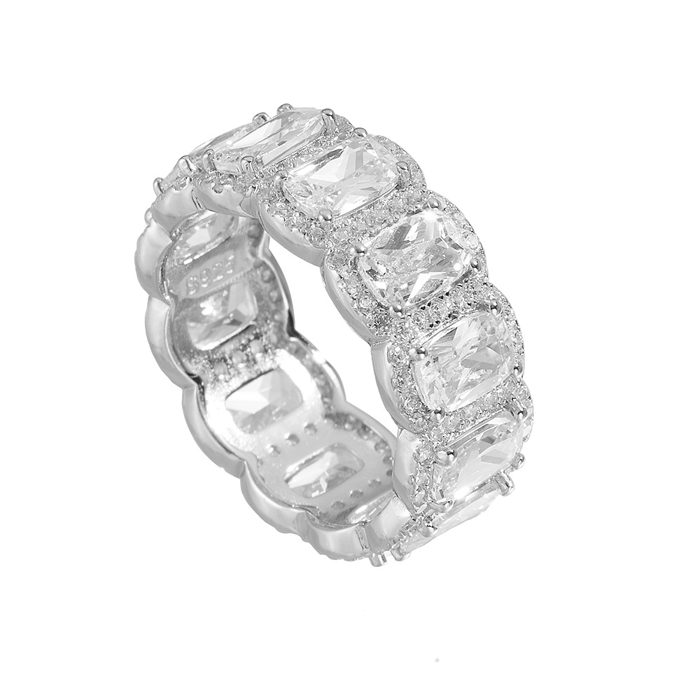 GIA IGI-certified 925 Sterling Silver Slightly Set Lab-grown Diamond Full Diamond Set Ring