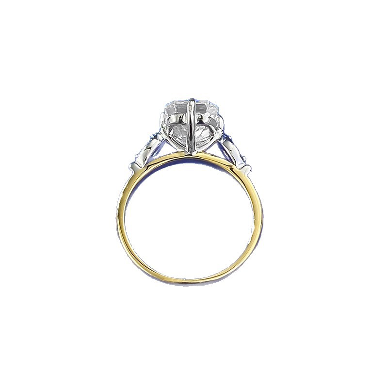 Customized Personalized Engagement Ring GIA IGI-certified Lab Diamond Ring S925 Silver Ice Flower Cut Two-color Bow Ring