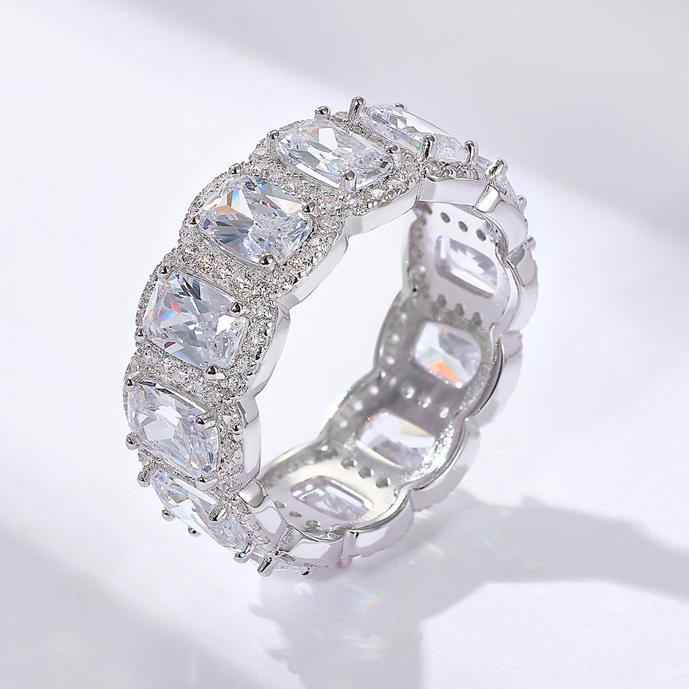 Custom VVS Lab Grown Diamond Ring GIA IGI Certified 925 Sterling Silver with Slightly Lab Grown Diamonds Full Diamond Set Ring
