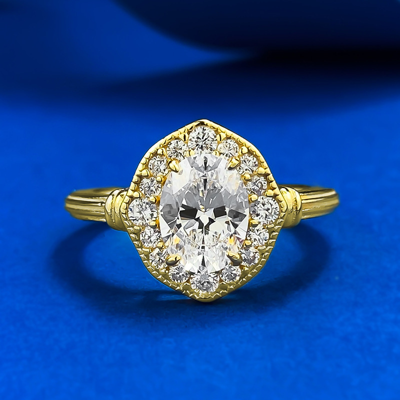 S925 Silver European American Style High Lab Diamond Ring Oval Pigeon Egg 6*8 Simple Female Fashion Lab Diamond Ring