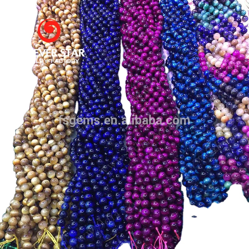 Wholesale Natural Tiger Eye Beads Green Mineral Gemstones Star-Shaped Round Gems