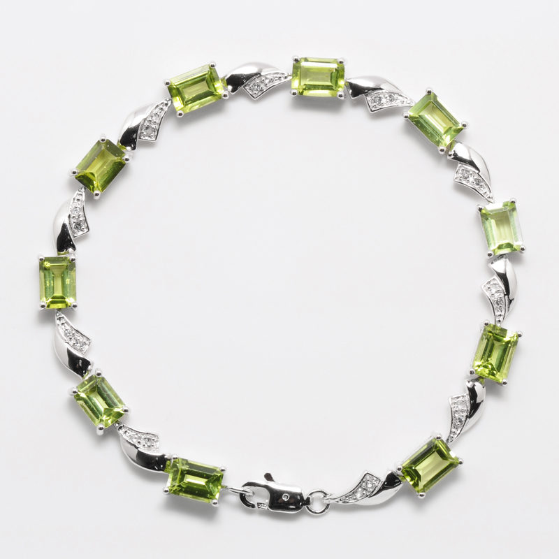 Natural Peridot 925 Sterling Silver New Gold Bracelet Designs Tennis Bangle Jewelry Wholesale