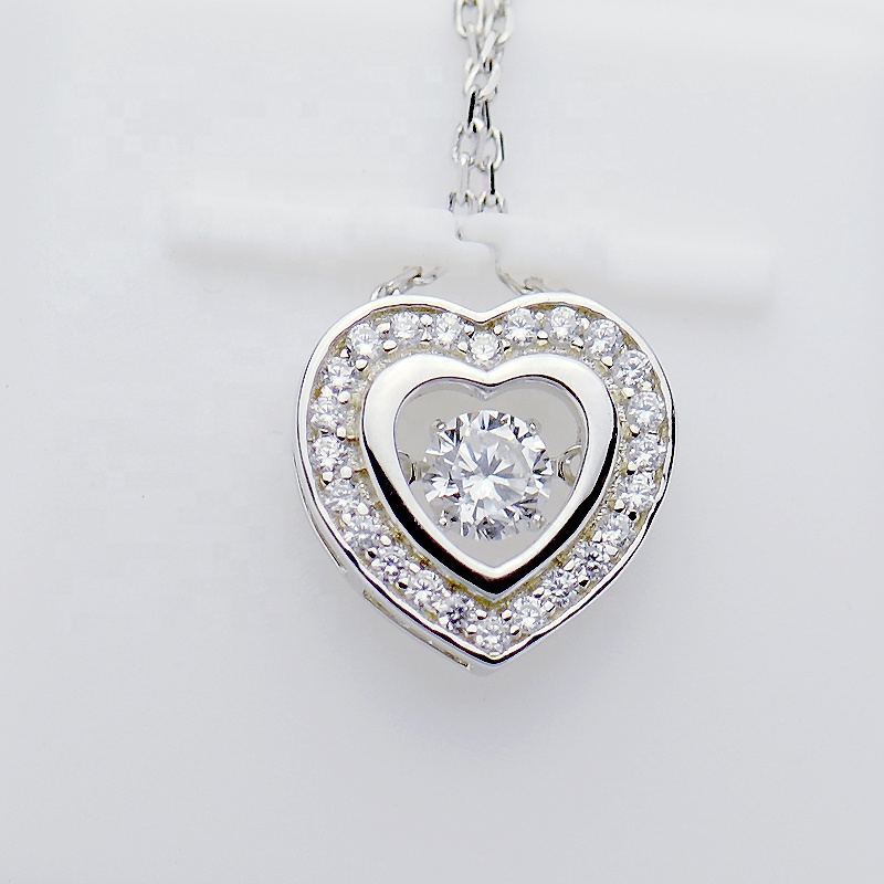 925 Sterling Silver Dancing Diamond Jewelry Silver Necklace Accessories for Women