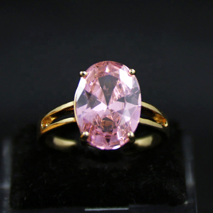 Big Single Stone 3 Gram Gold Ring Designs Pink Diamond Wedding Rings for Women