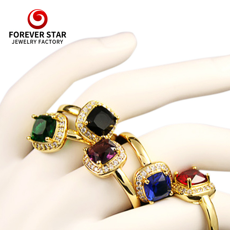 Cheap Price 18K Yellow Gold Ring Arrival Multicolor Main Stone Party Rings