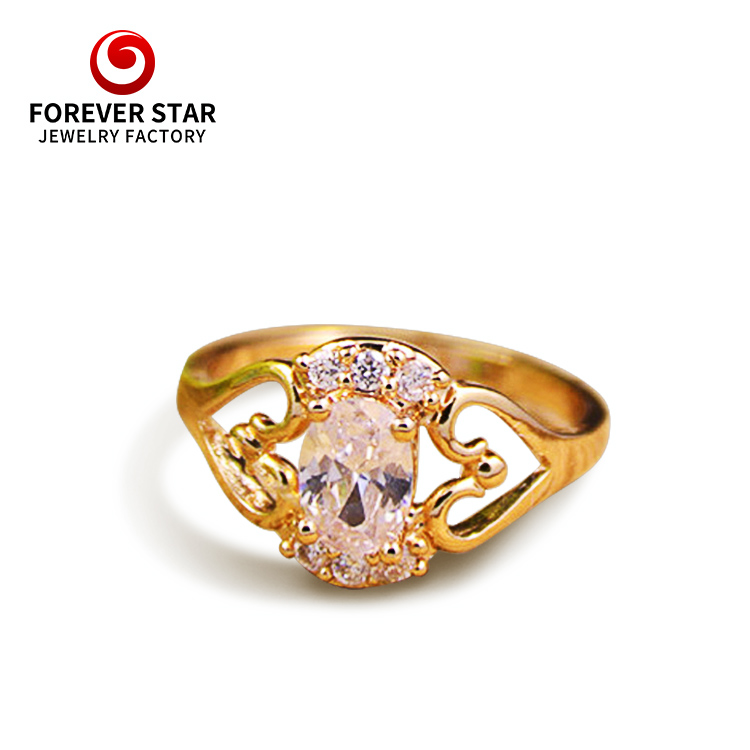 Fancy Latest Gold Finger Ring Designs 18K Yellow Plated Finger Rings for Wedding