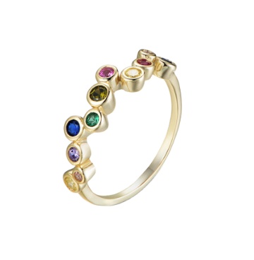 New Product  Fashionable  rainbow Zirconia Ring Colorful 925 White Gold Plating CZ Lady Ring Women