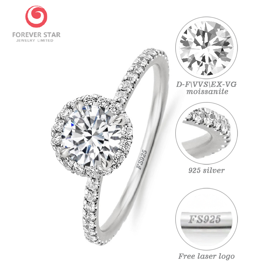 Forever Star Factory Price 925 Sterling Silver Moissanite Engagement Rings